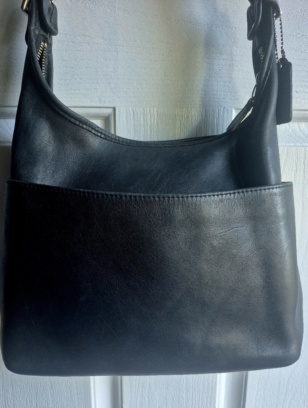 Classic Vintage Coach Navy Leather Shoulder Bag